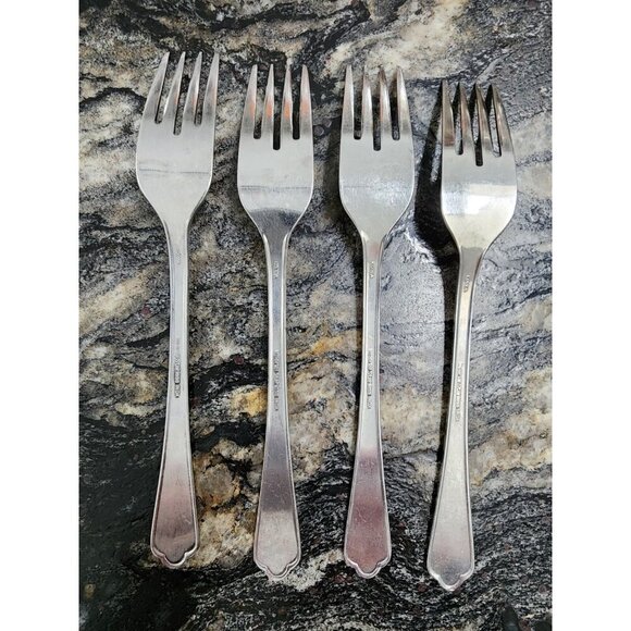Imperial Stainless INOX Dinner Forks, Floral Mid century Modern?? 4Pcs - Picture 2 of 3